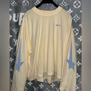 BUDRO Cream Long Sleeve Shirt with Blue Star Accents